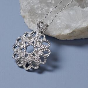 White Sapphire ✦ Cluster Pendant Necklace ✦ Rhodium Over Sterling Silver 3.27ctw